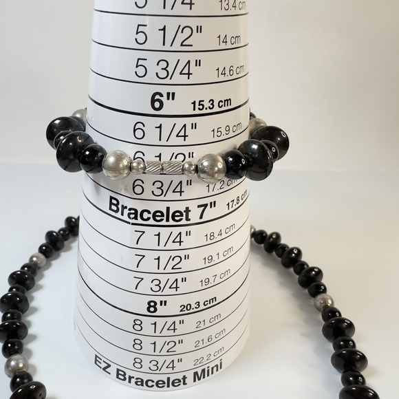 Vintage Necklace Mother of Pearl & Stone Pendant & Matching Bracelet Set 18" - Picture 9 of 13